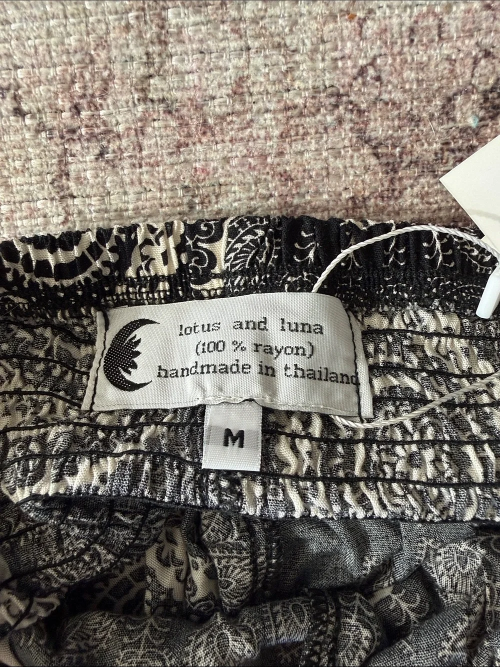 Black & White Mandala Smocked Waist Joggers - Picture 9 of 9